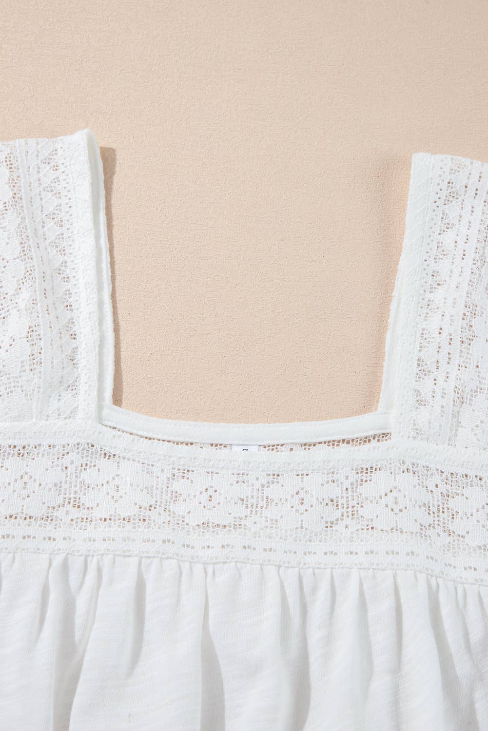 Hollowed Lace Patchwork Square Neck Short Sleeve Blouse