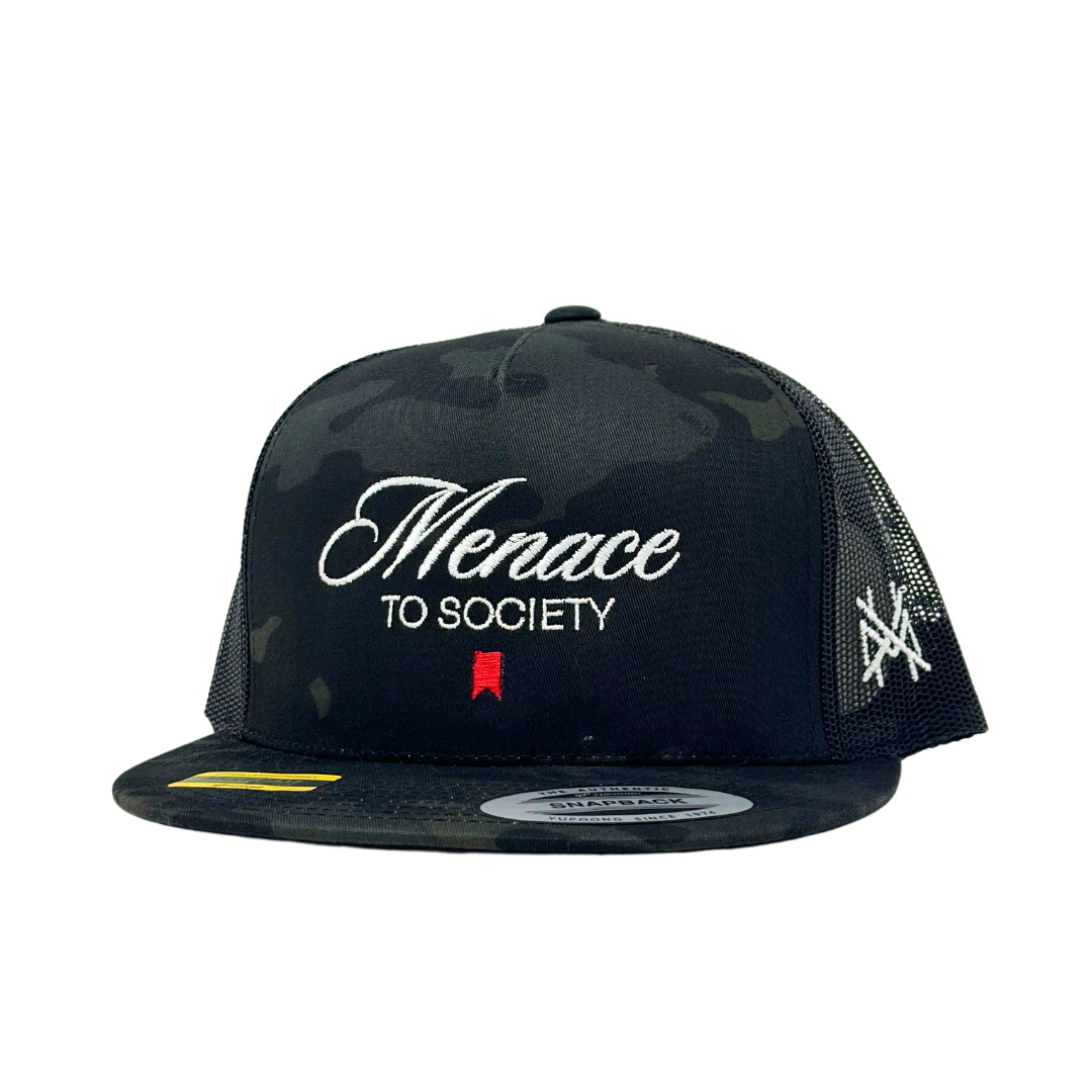 MHC Menace to Society Trucker Hat: White 6006 Yupoong