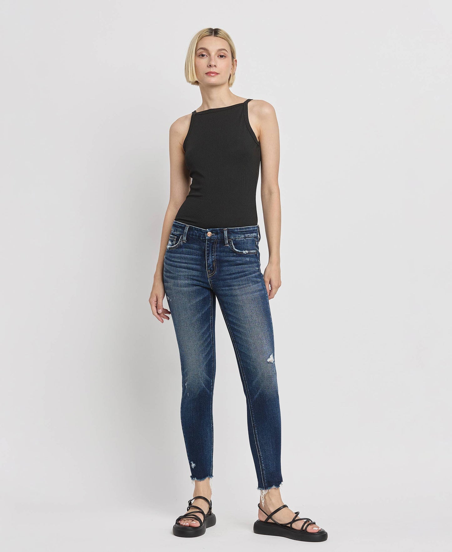 MID RISE ANKLE SKINNY JEANS