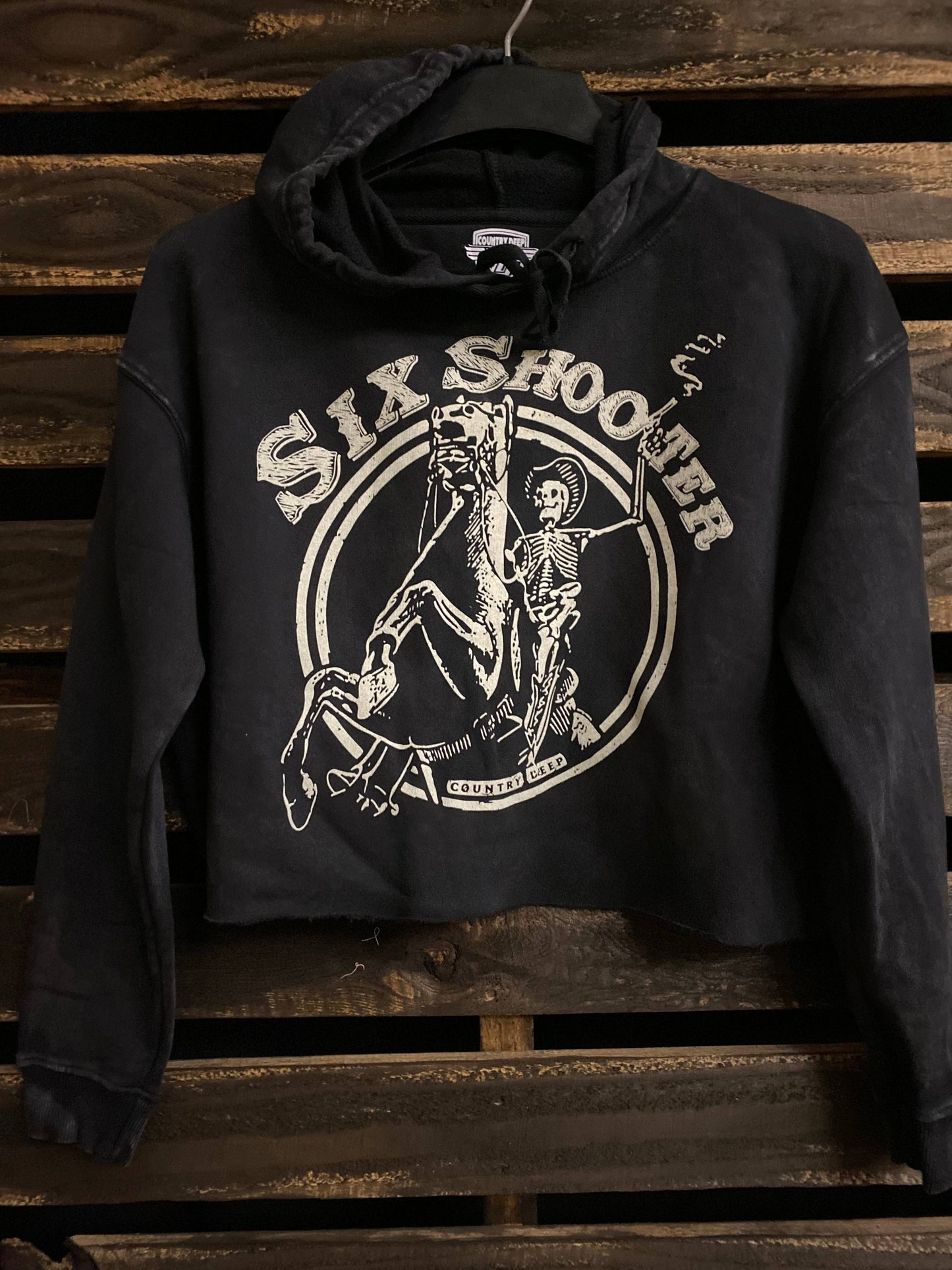 Six Shooter Acid Wash Cropped Hooded sweatshirt