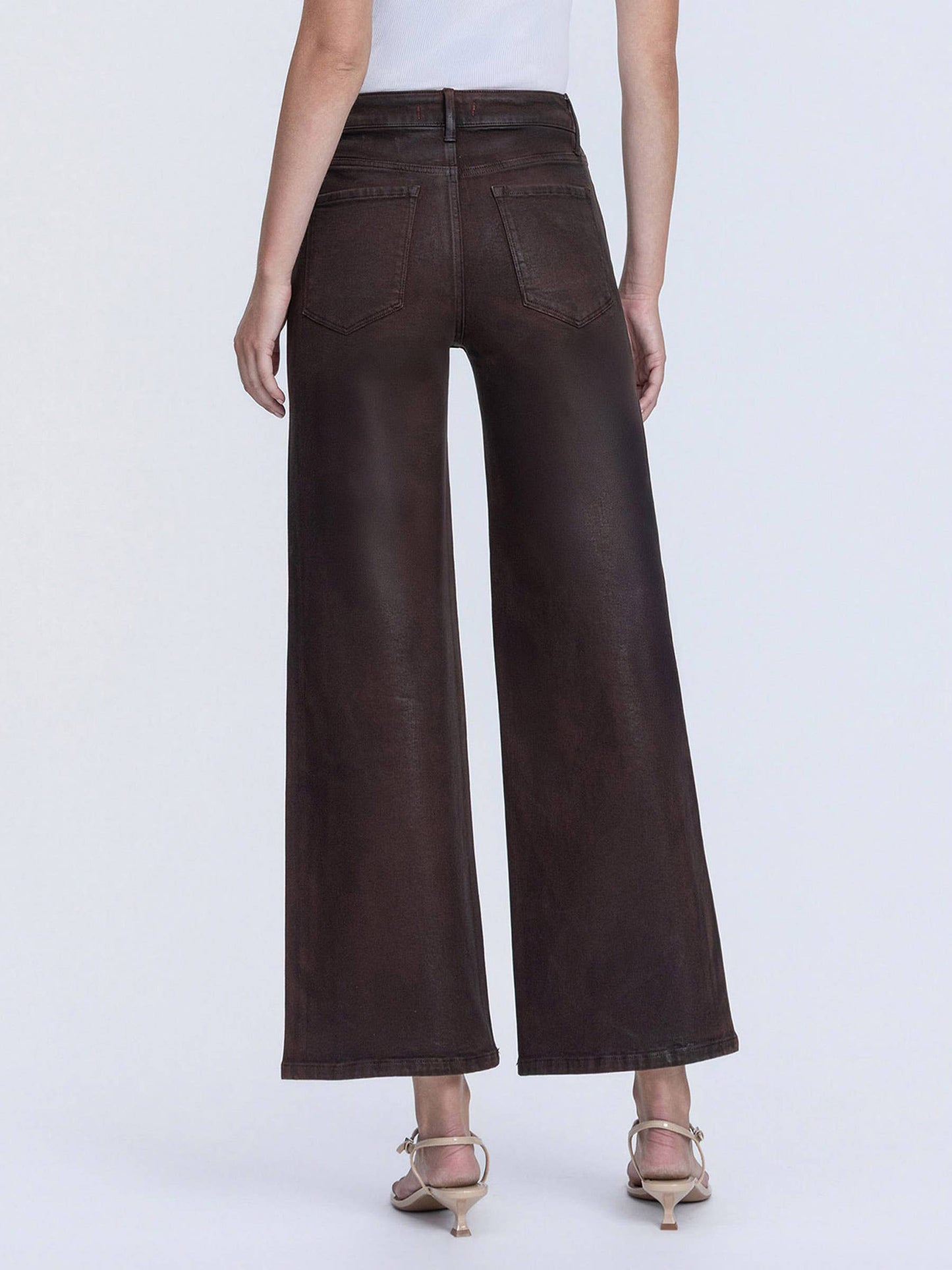 High Rise Chicory Coated Wide Leg Jeans