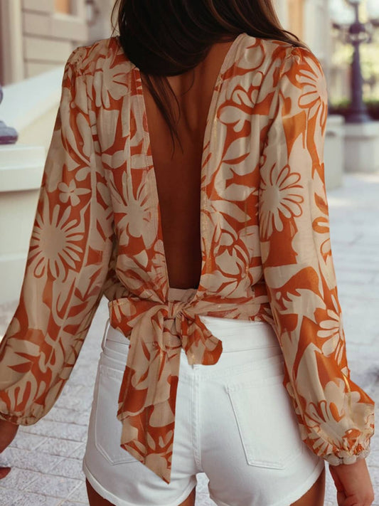 Floral Print Knotted Blouse
