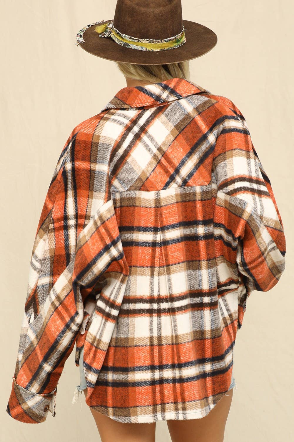 Plaid Print Button-Front Closure Top