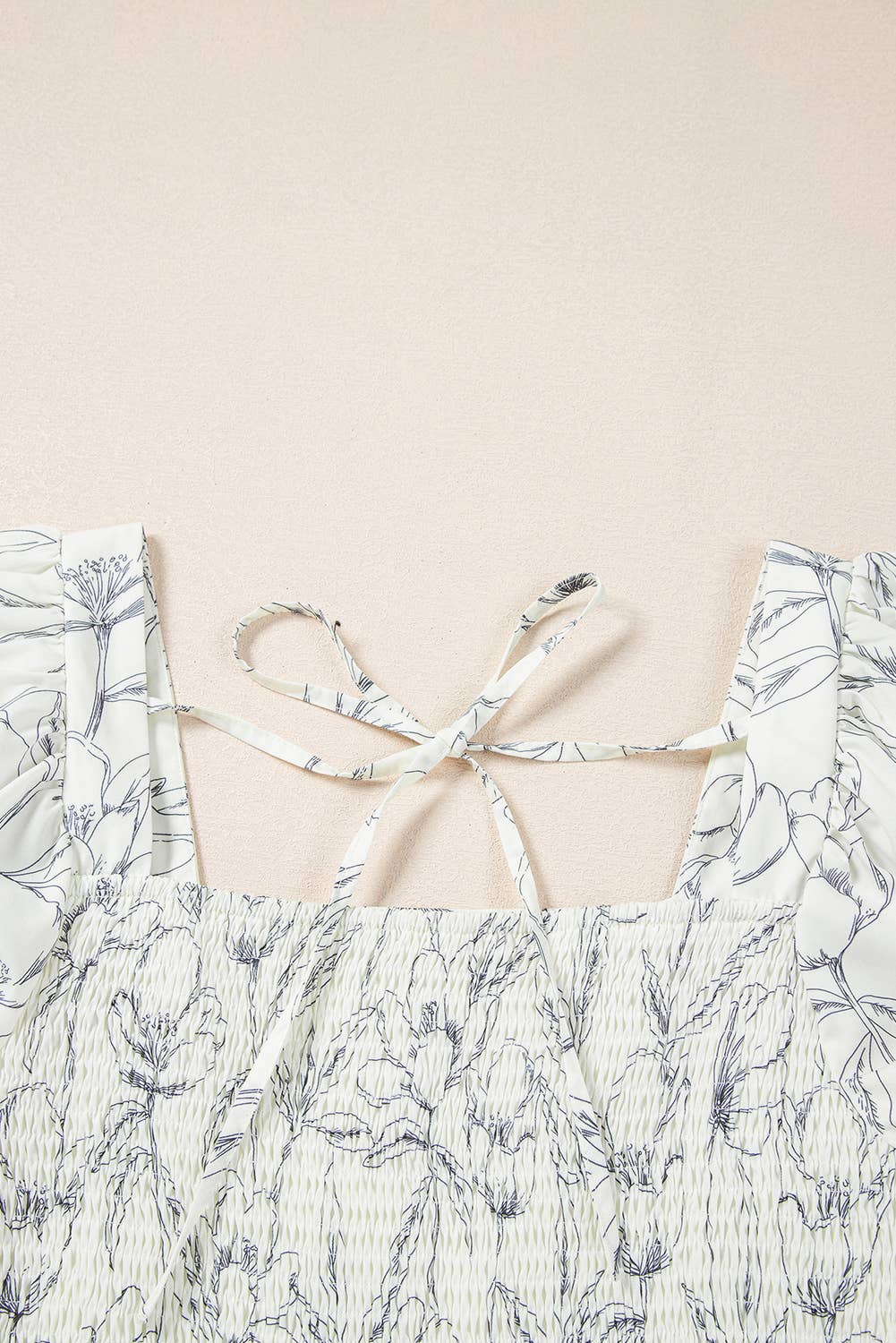 Floral Print Square Neck Shirred Back Puff Sleeve Mini Dress