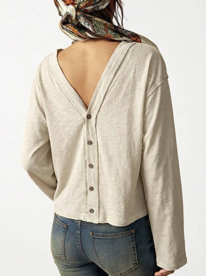 Button Long Sleeve Henley Top