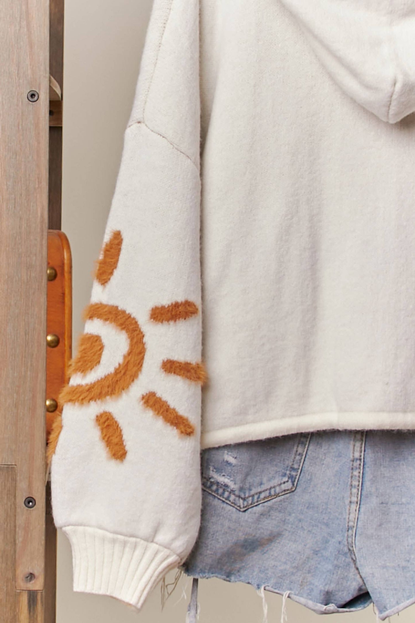 Sun Patched Loose Fit Hoodie Sweater