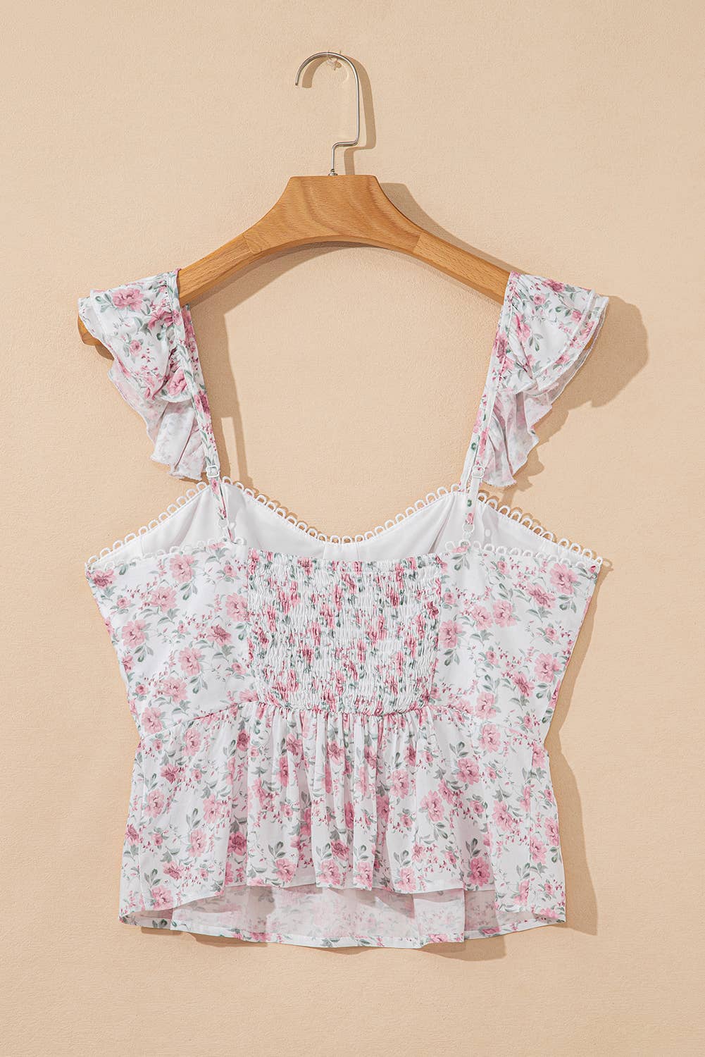 Floral Flutter Peplum Tank Top: