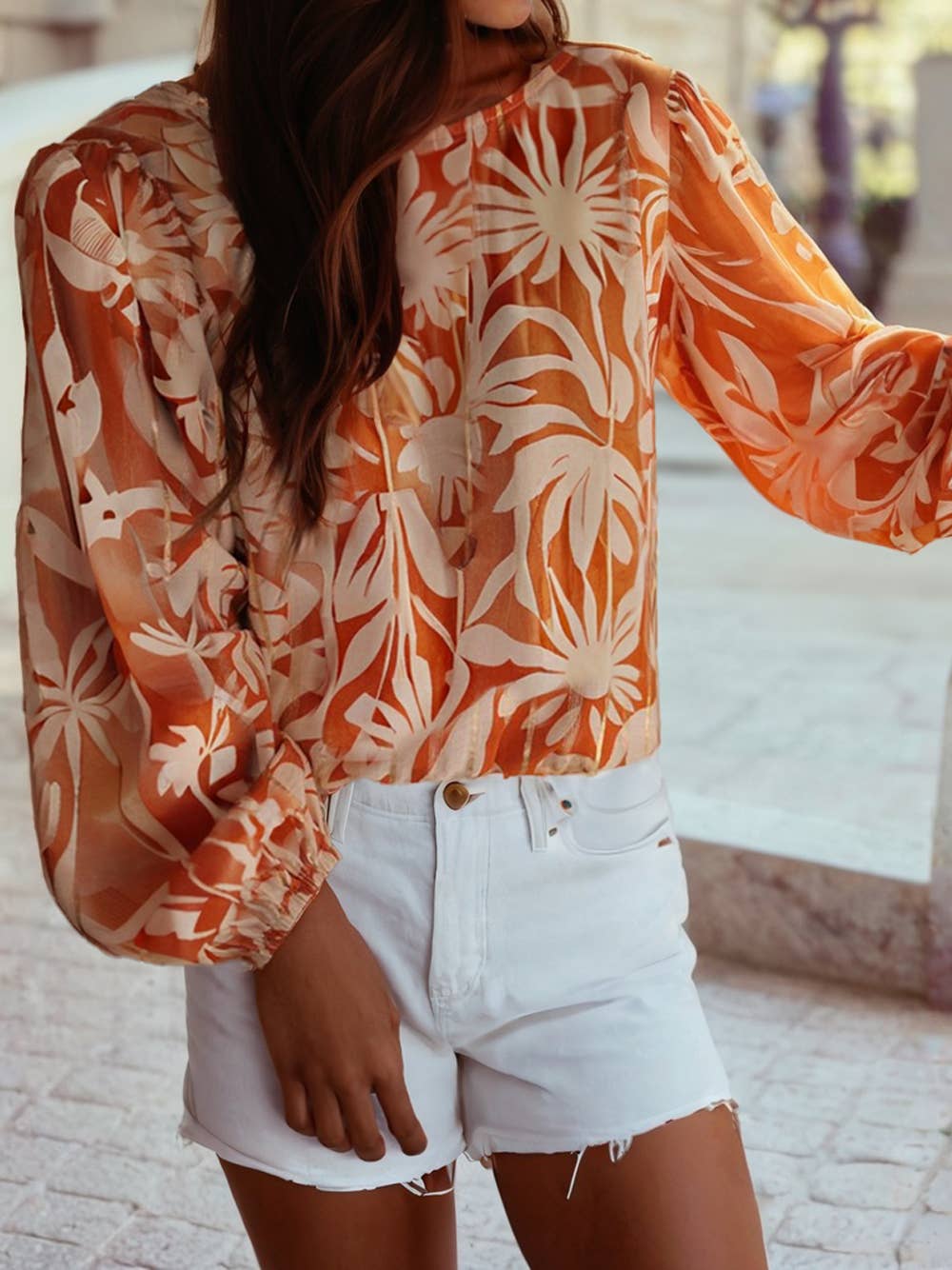 Floral Print Knotted Blouse