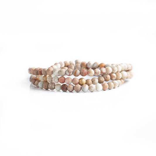 PACK-Gemstone Bracelets-4mm Wrap (24 Bracelets): White Jasper