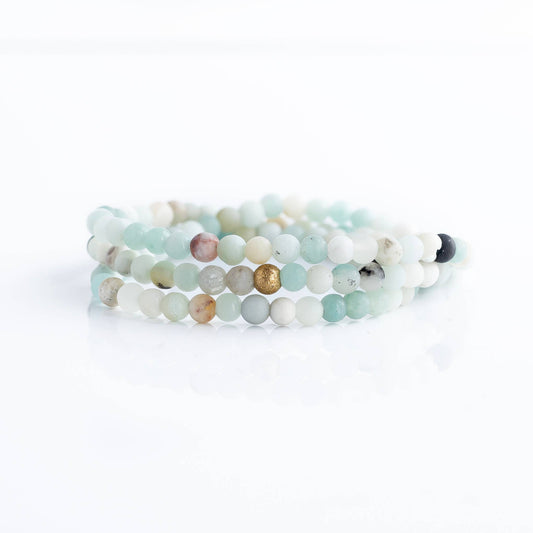 PACK-Gemstone Bracelets-4mm Wrap (24 Bracelets): Amazonite
