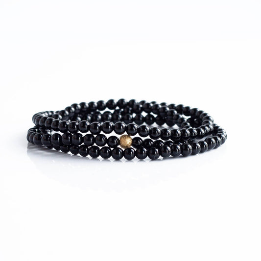 Black Agate Gemstone Stack: 4mm Wrap