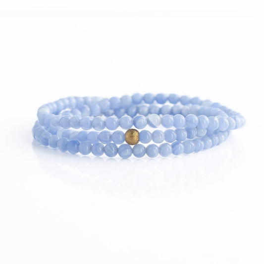 PACK-Gemstone Bracelets-4mm Wrap (24 Bracelets): Blue Agate
