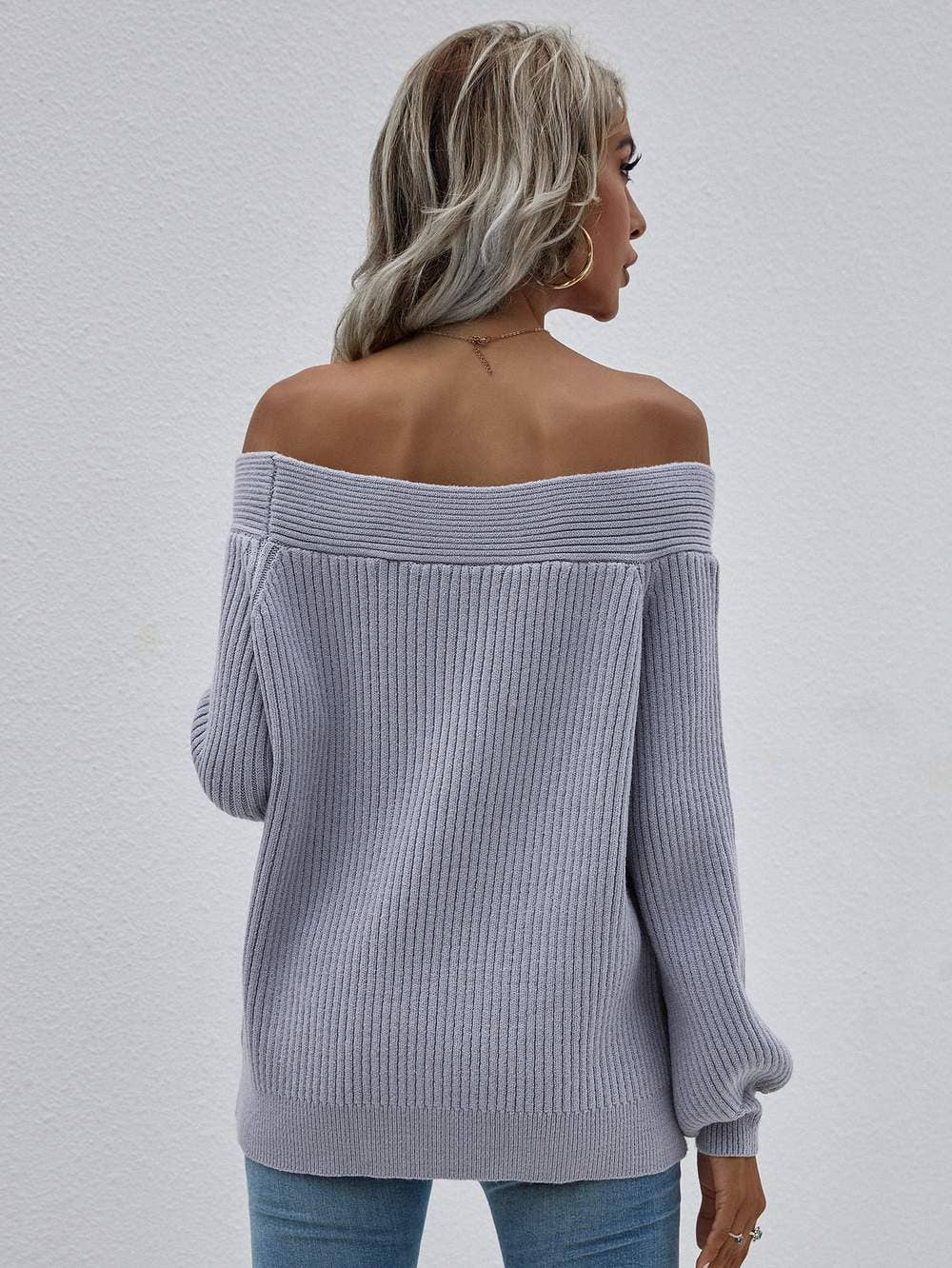 Off the shoulder solid sweater