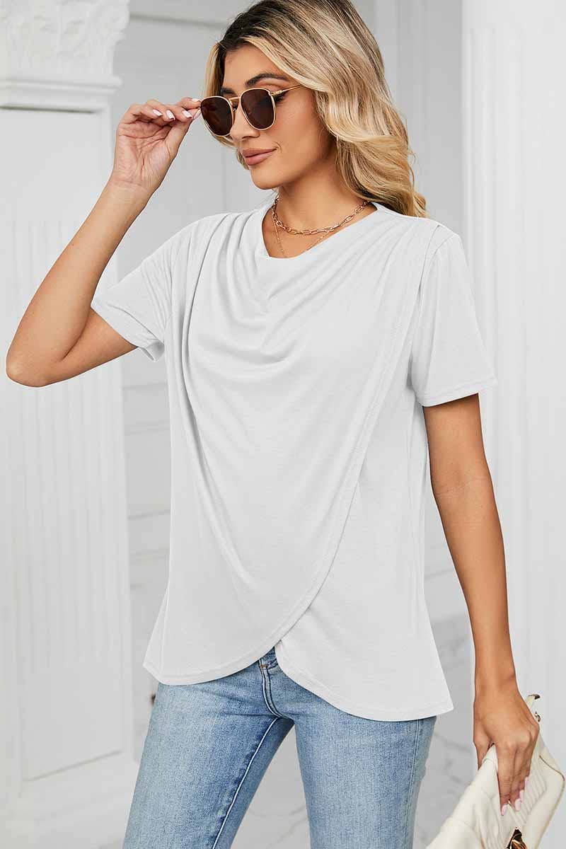 TULIP SHAPE LOUND NECK RUFFED LOOSE TOP