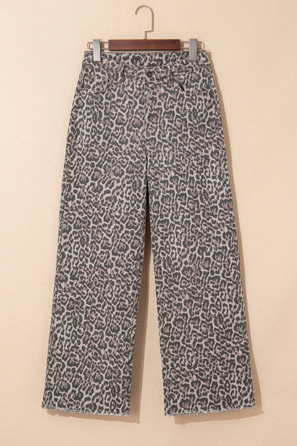 Leopard Frayed Edge High Waist Jeans