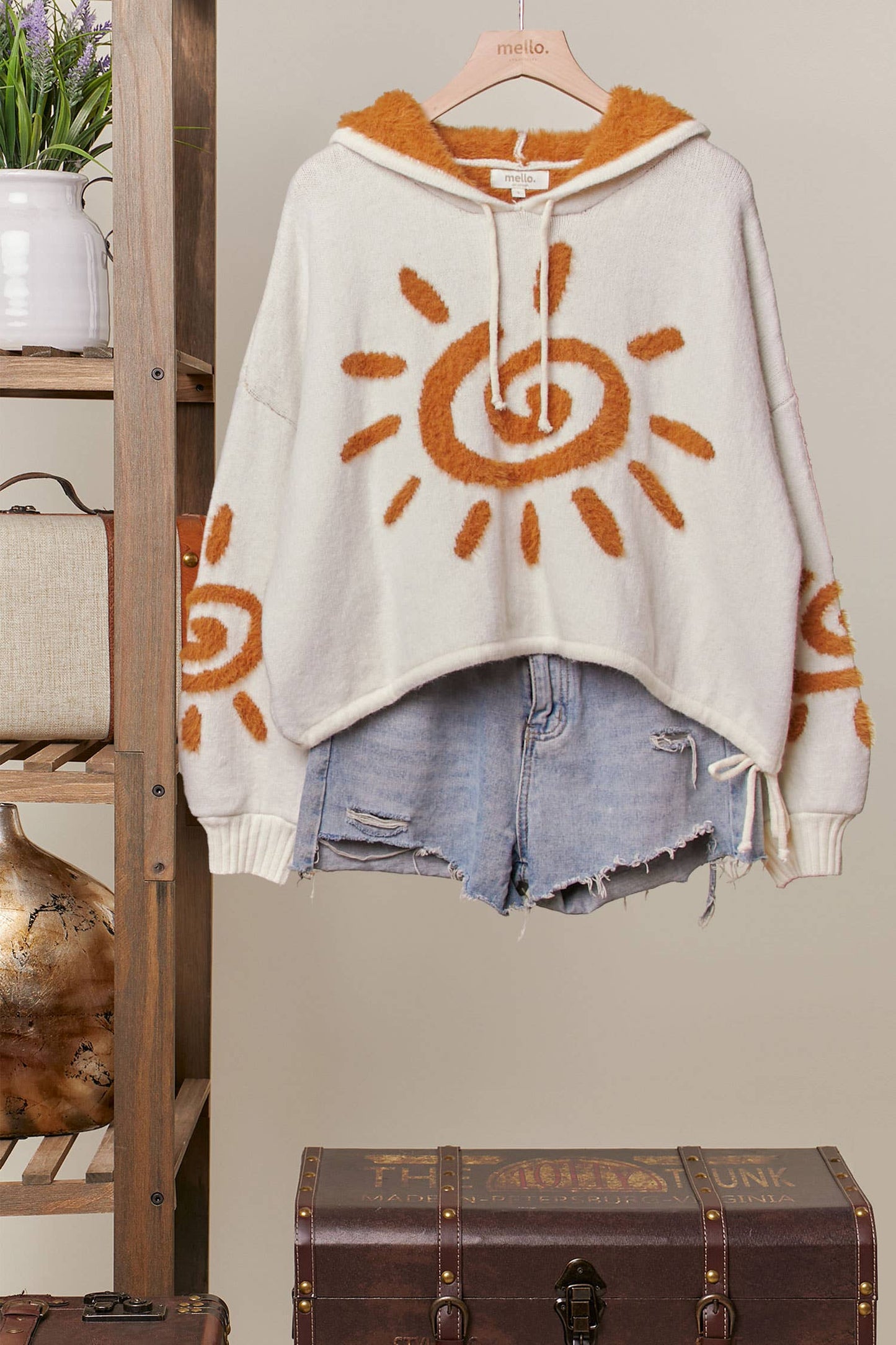 Sun Patched Loose Fit Hoodie Sweater