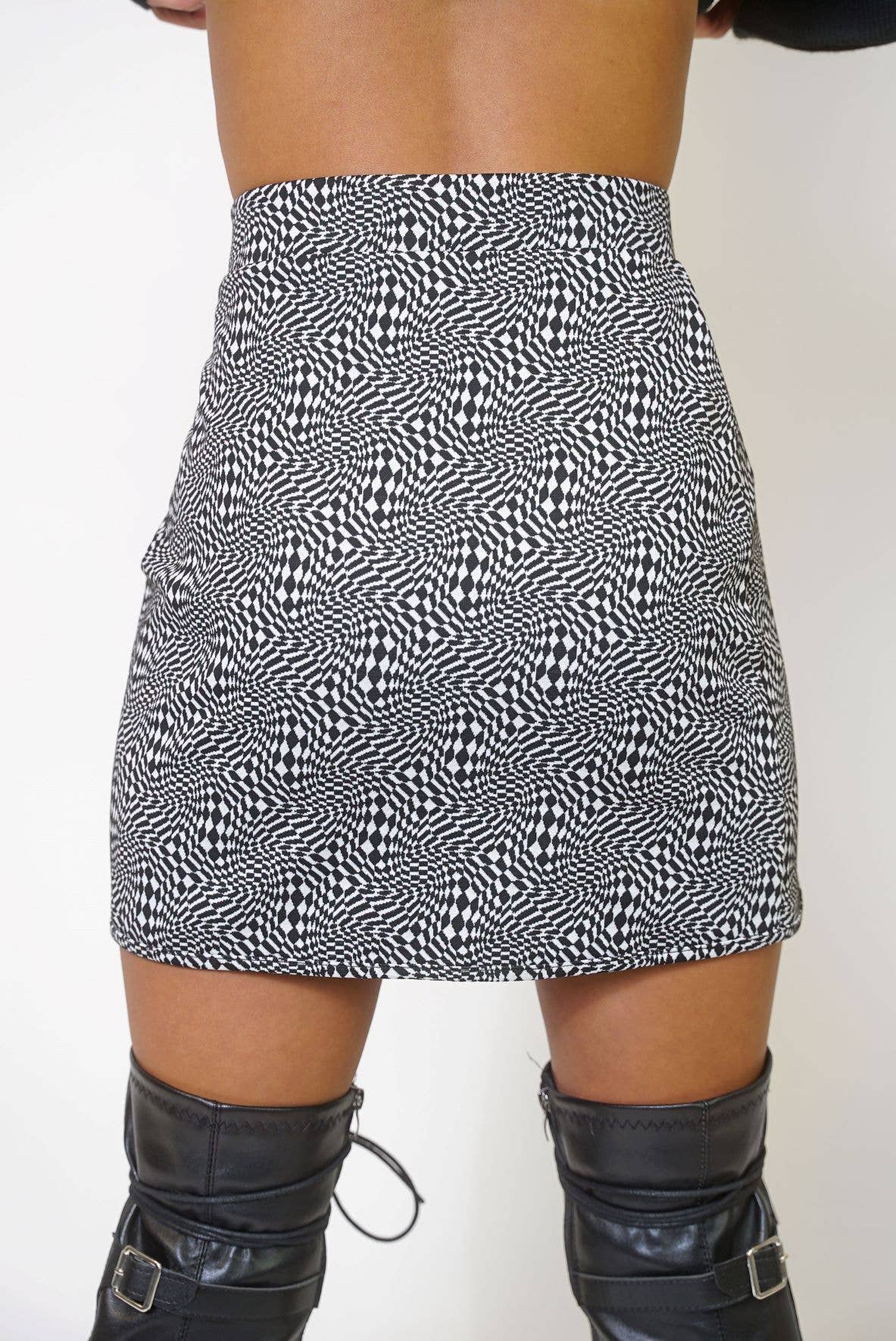 Warped Checkered Mini Skirt