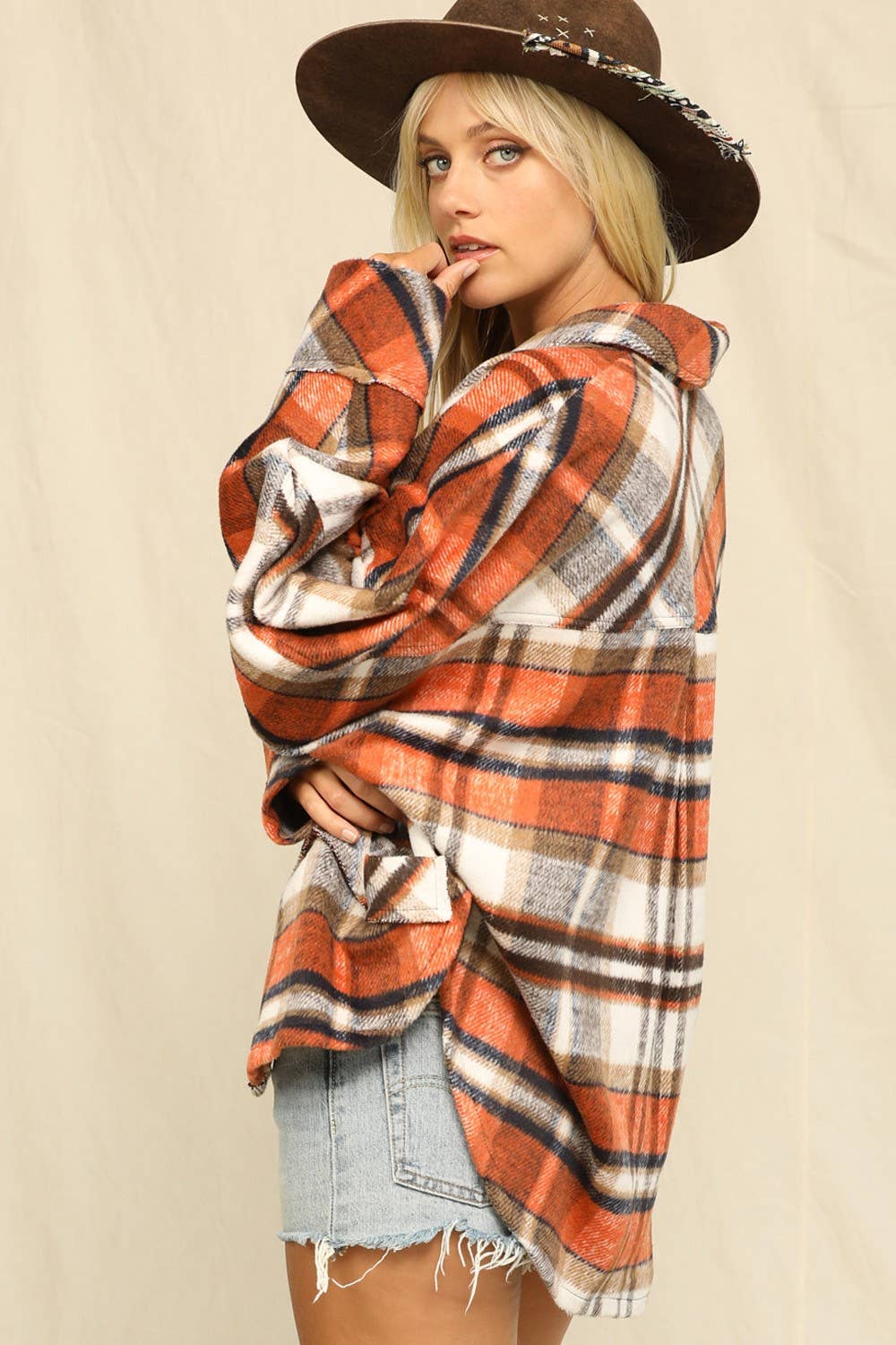 Plaid Print Button-Front Closure Top