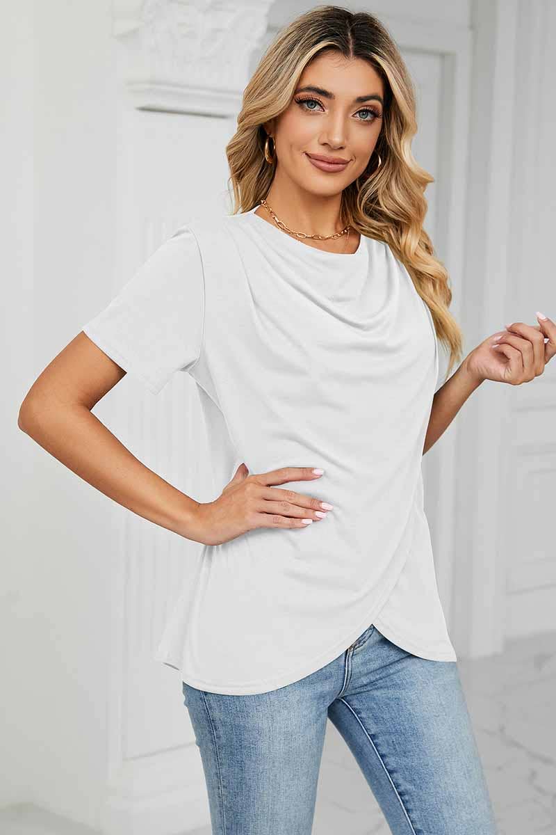 TULIP SHAPE LOUND NECK RUFFED LOOSE TOP