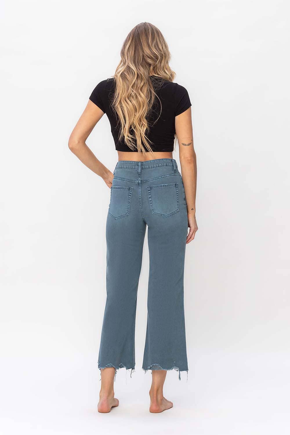 90s vintage crop flare jean