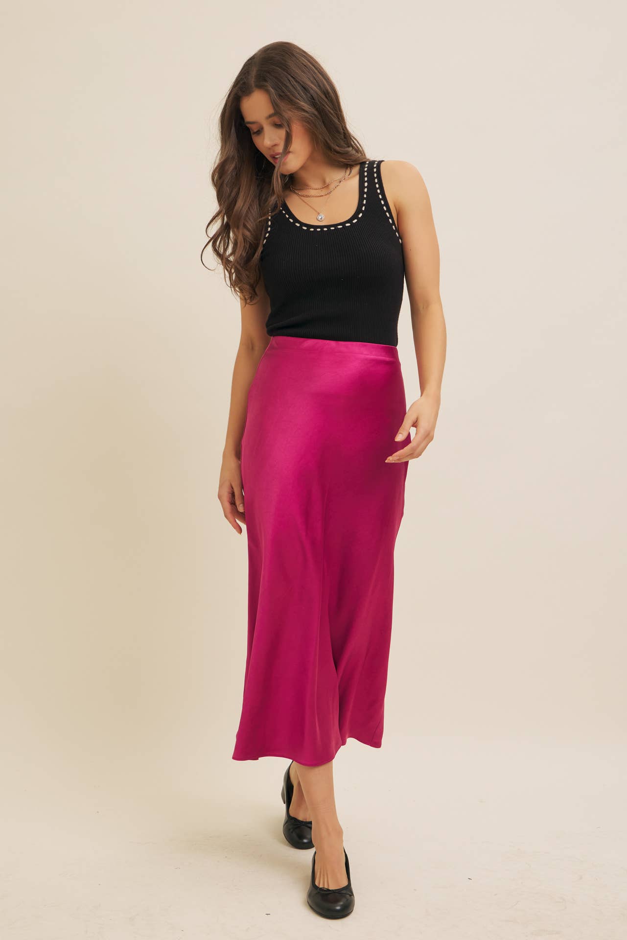 High Quality Thick Silky Satin Bias Cut Maxi Skirt