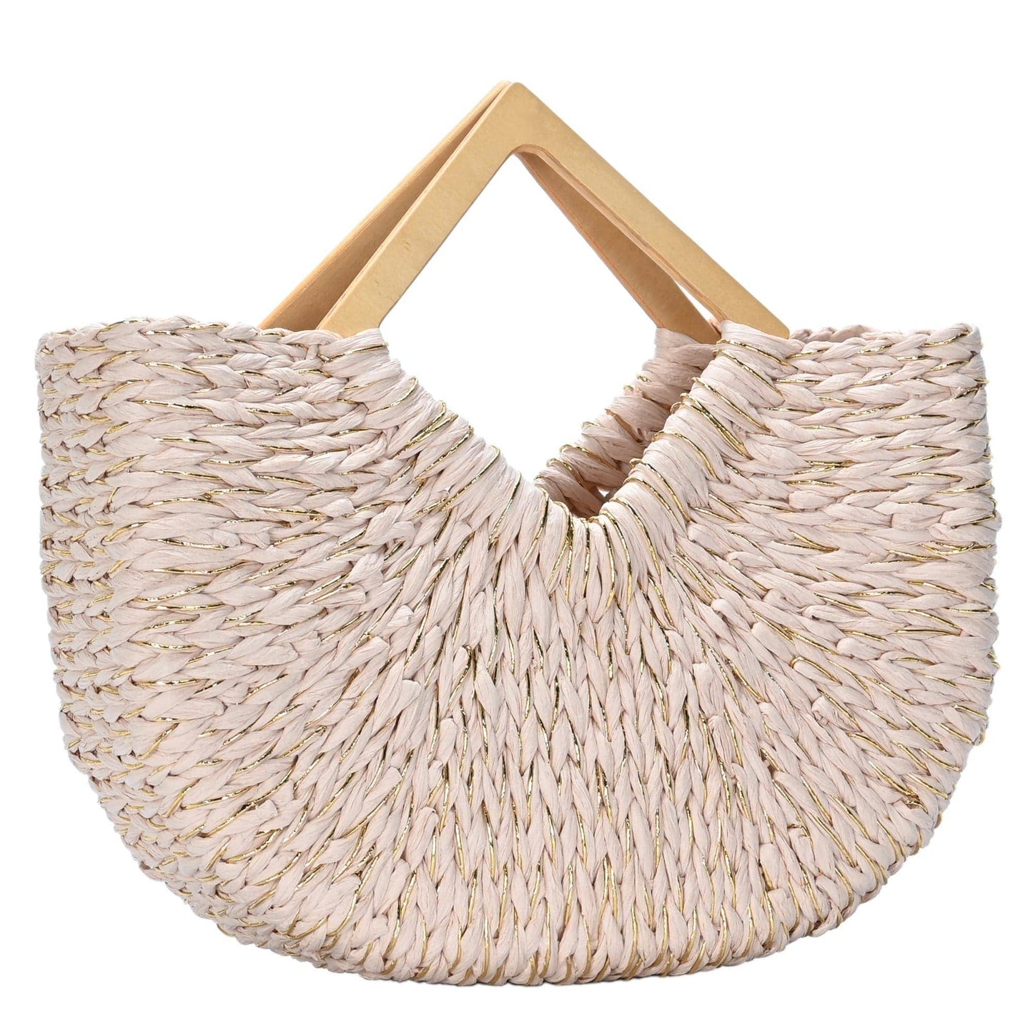 Isabella Wooden Handle Straw Tote Bag