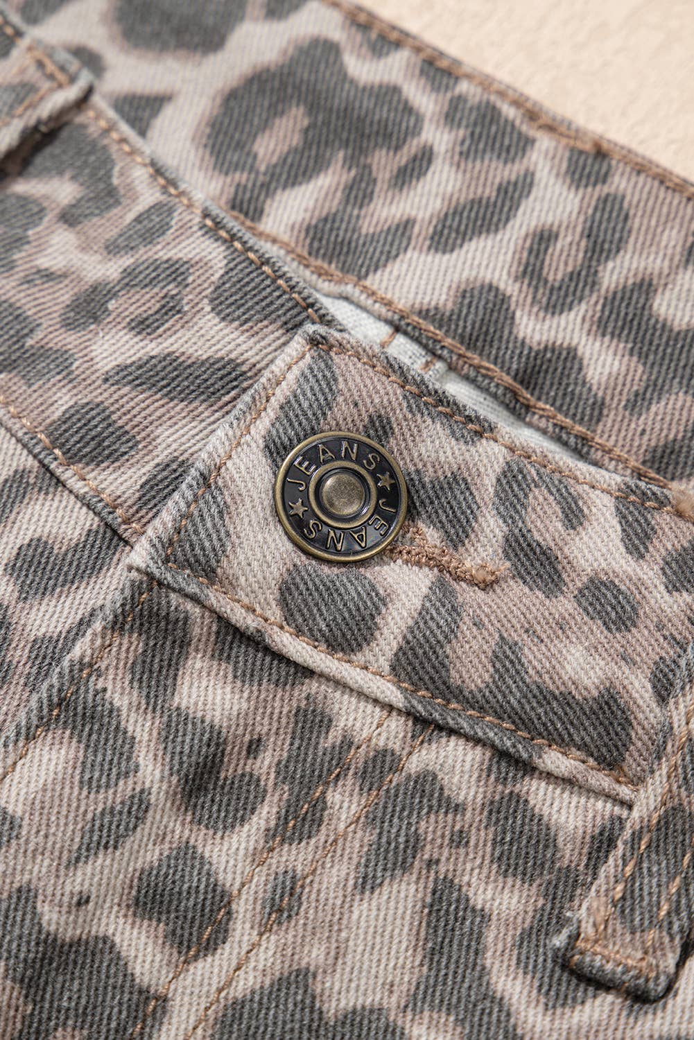 Leopard Frayed Edge High Waist Jeans
