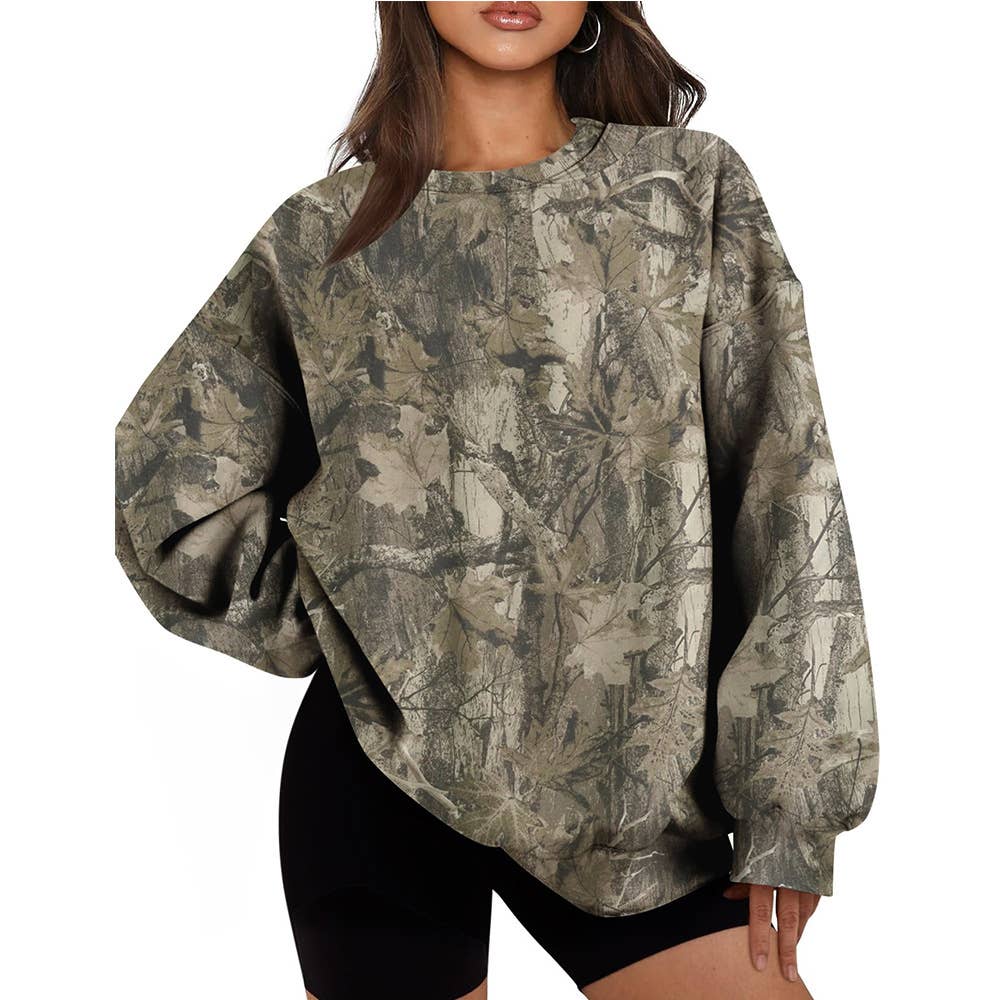 Western rustic woodland camo crewneck sweatshirt