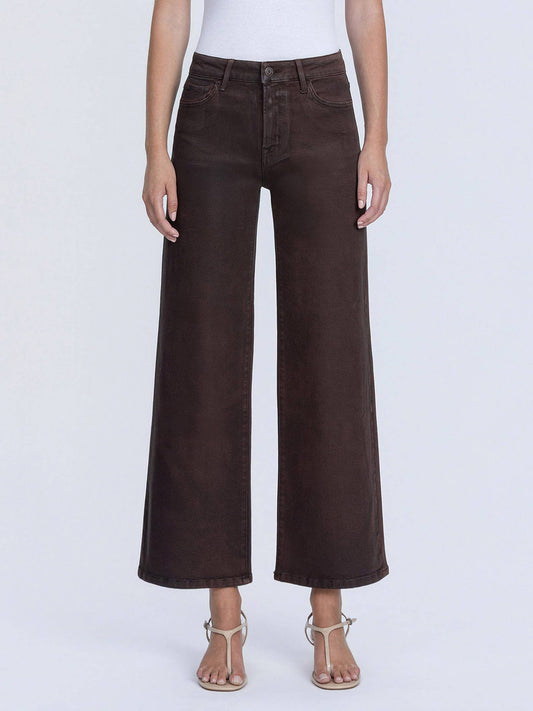 High Rise Chicory Coated Wide Leg Jeans