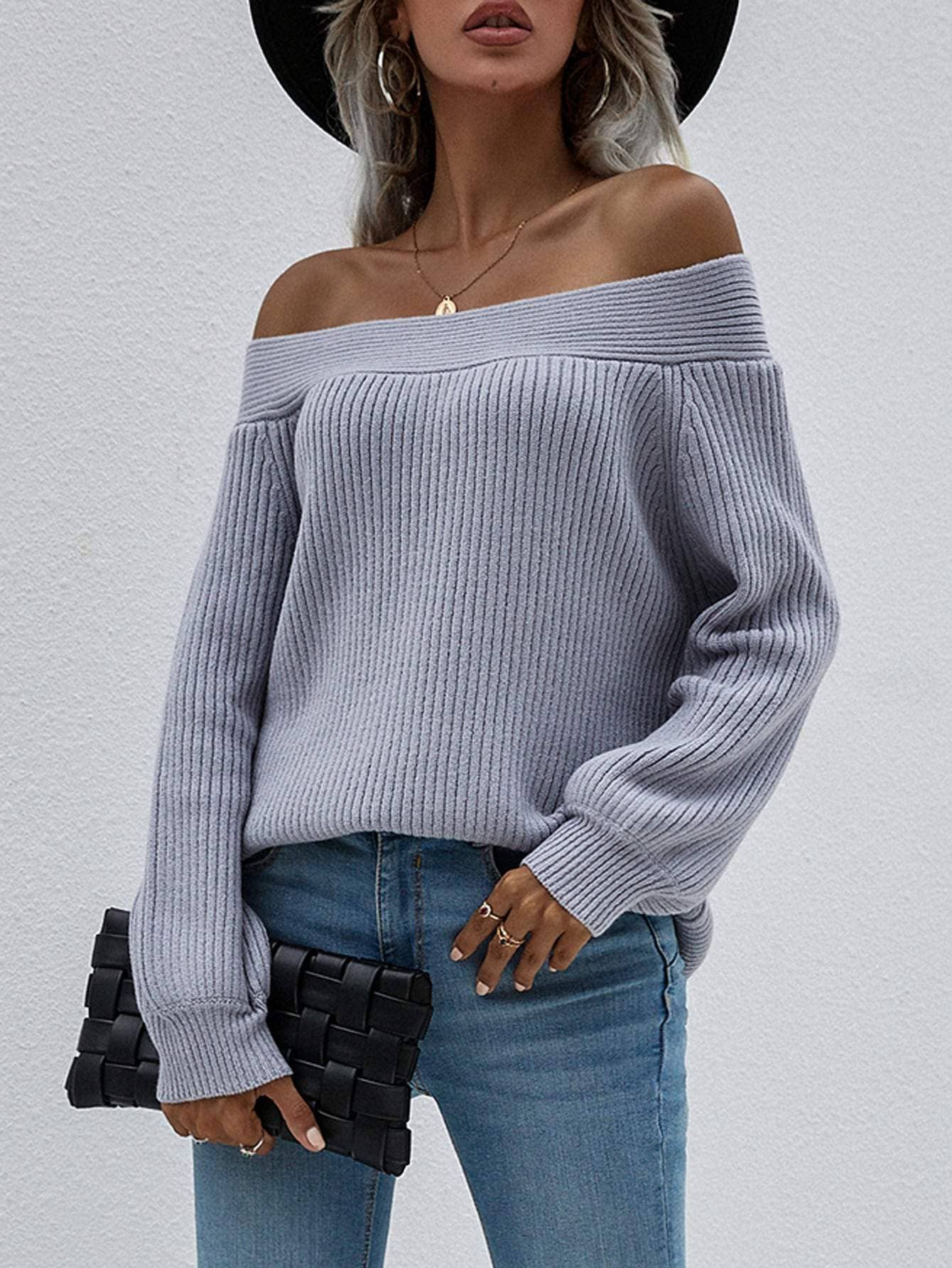 Off the shoulder solid sweater