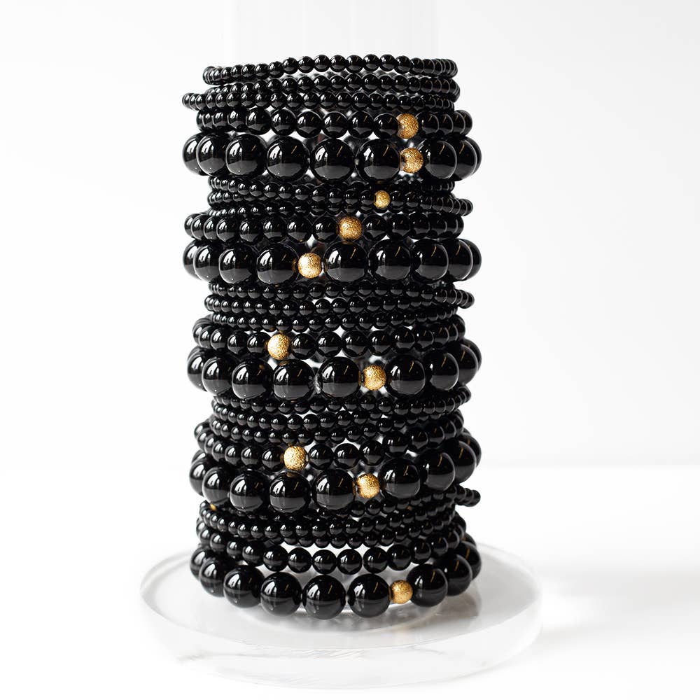 Black Agate Gemstone Stack