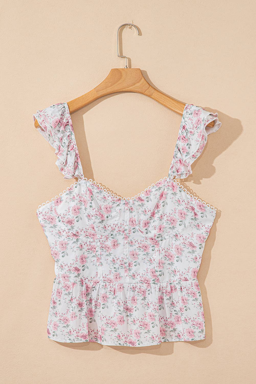 Floral Flutter Peplum Tank Top: