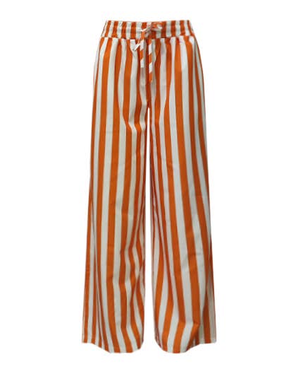 Multi Color Boho Beach Vertical Stripe Lace-Up Pants