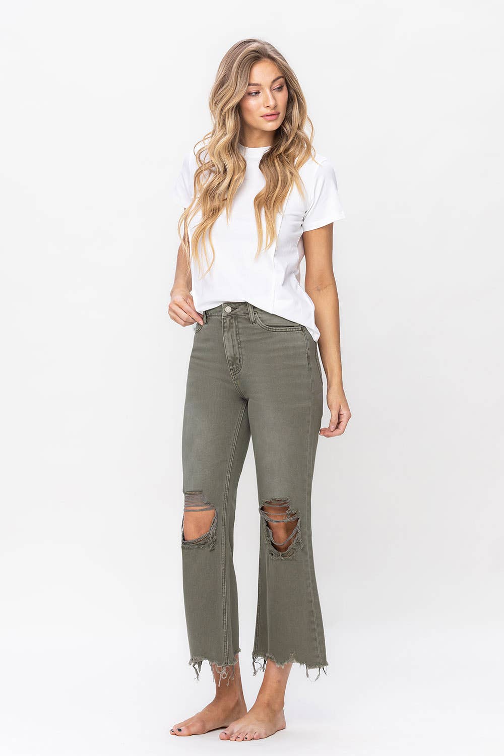 90S  vintage high rise crop flare jean