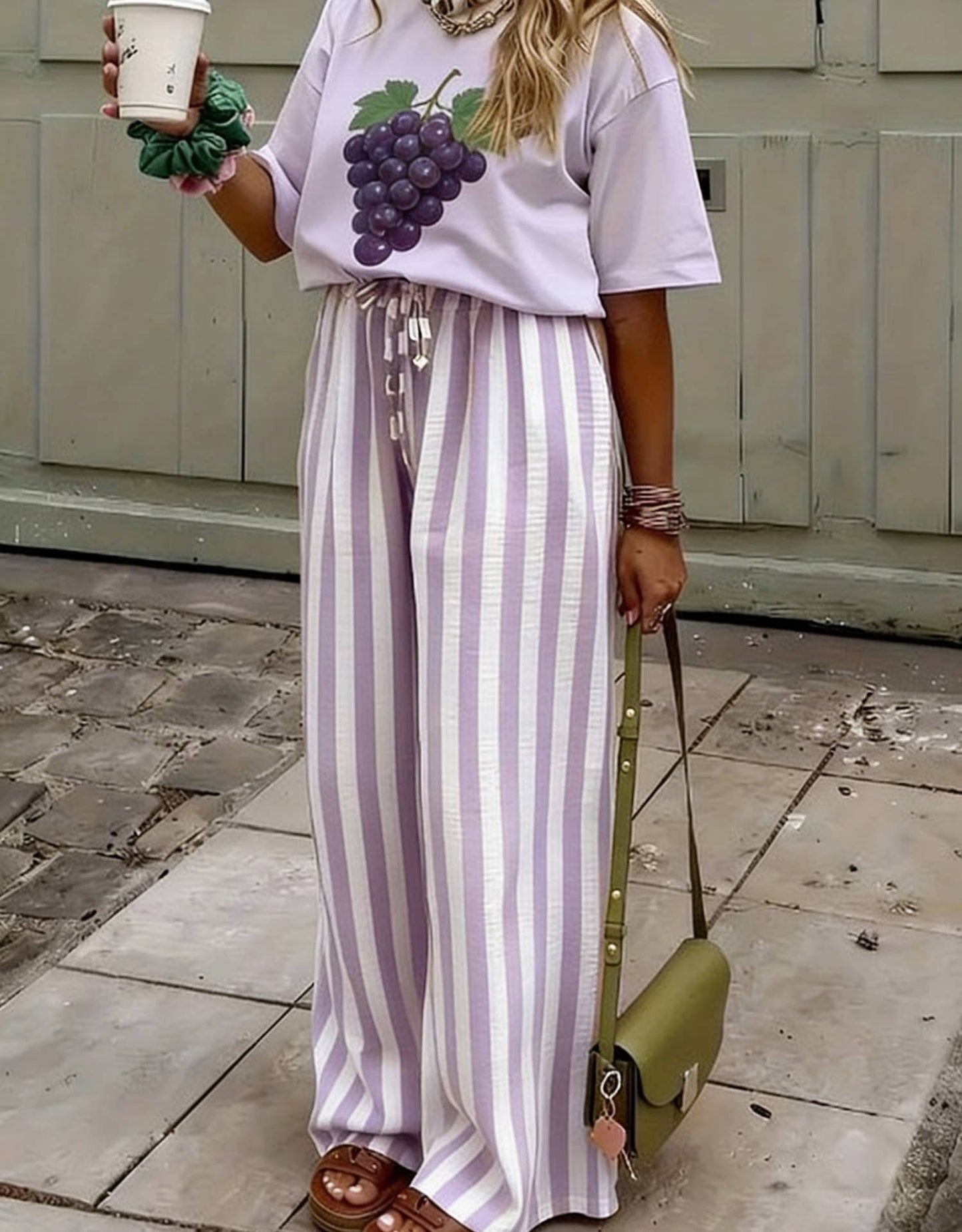 Multi Color Boho Beach Vertical Stripe Lace-Up Pants