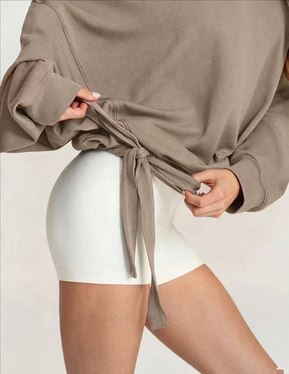 Off Shoulder Drawstring Hem Oversized Sweatshirt