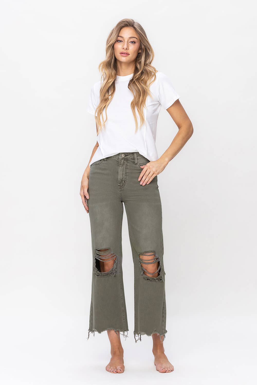 90S  vintage high rise crop flare jean