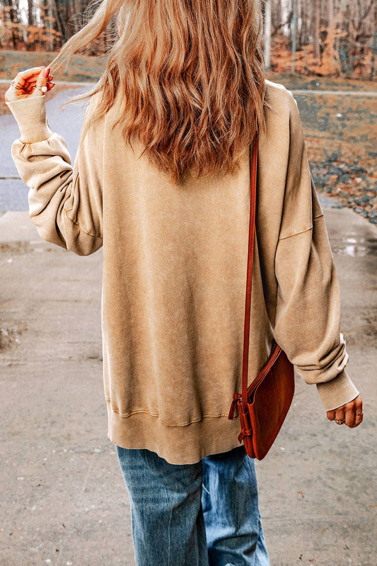 Shoulder Ribbed Trim Oversized Sweatshirt