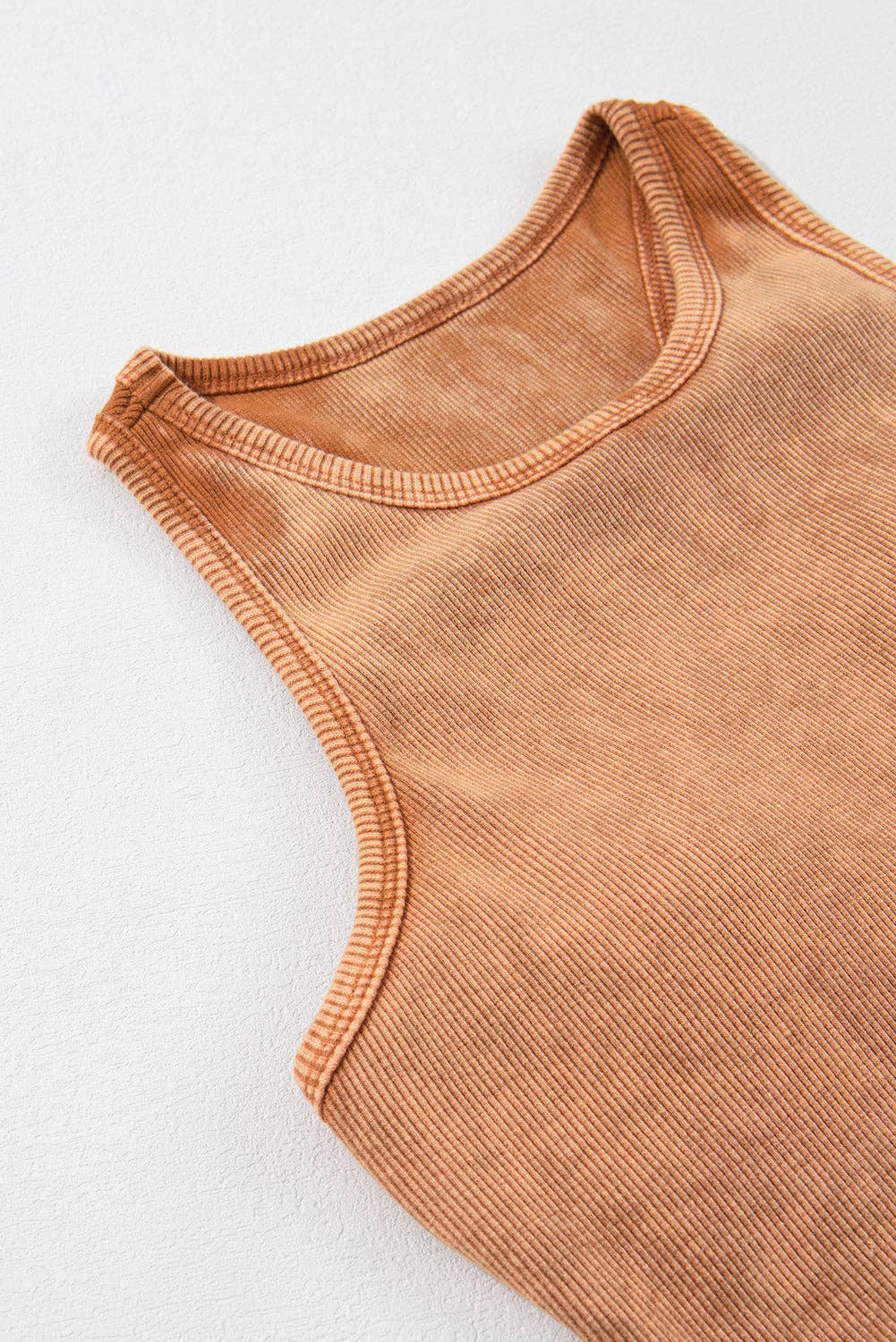 Ribbed Mineral Wash Racerback Cropped Tank Top