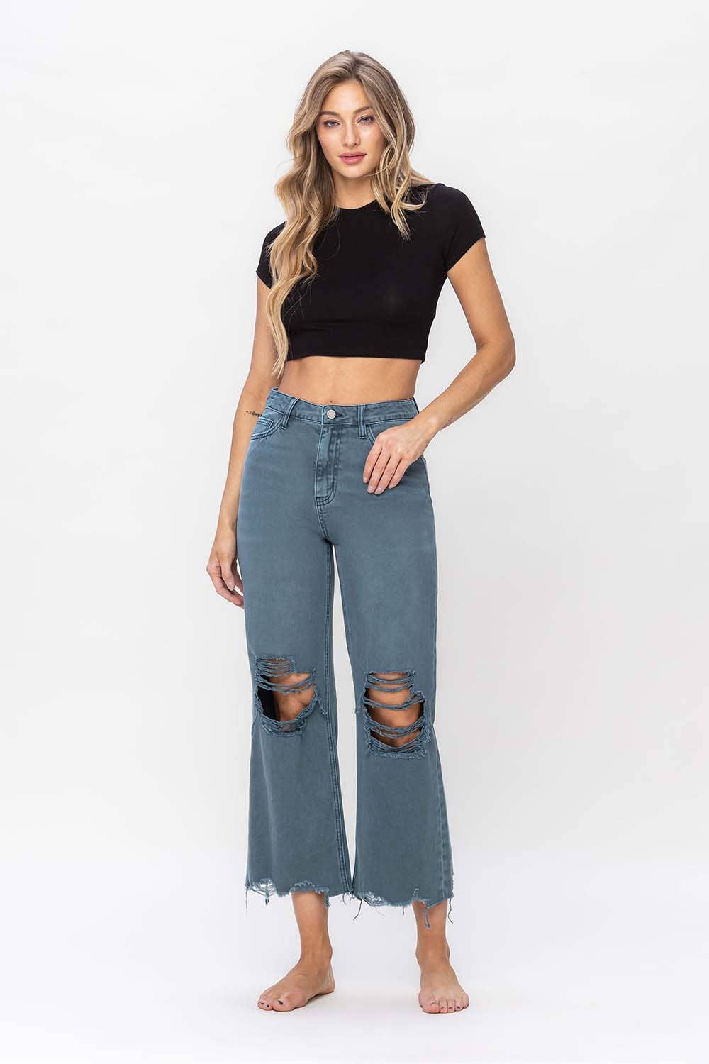 90s vintage crop flare jean