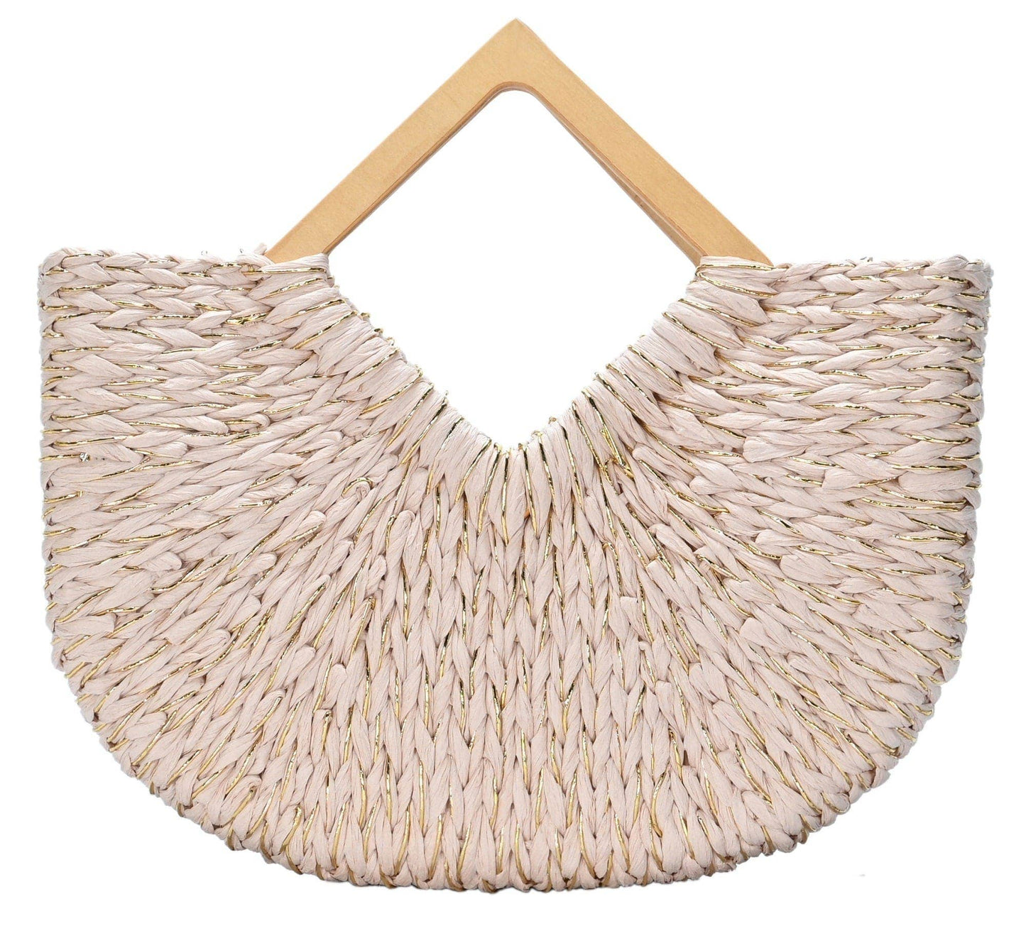 Isabella Wooden Handle Straw Tote Bag