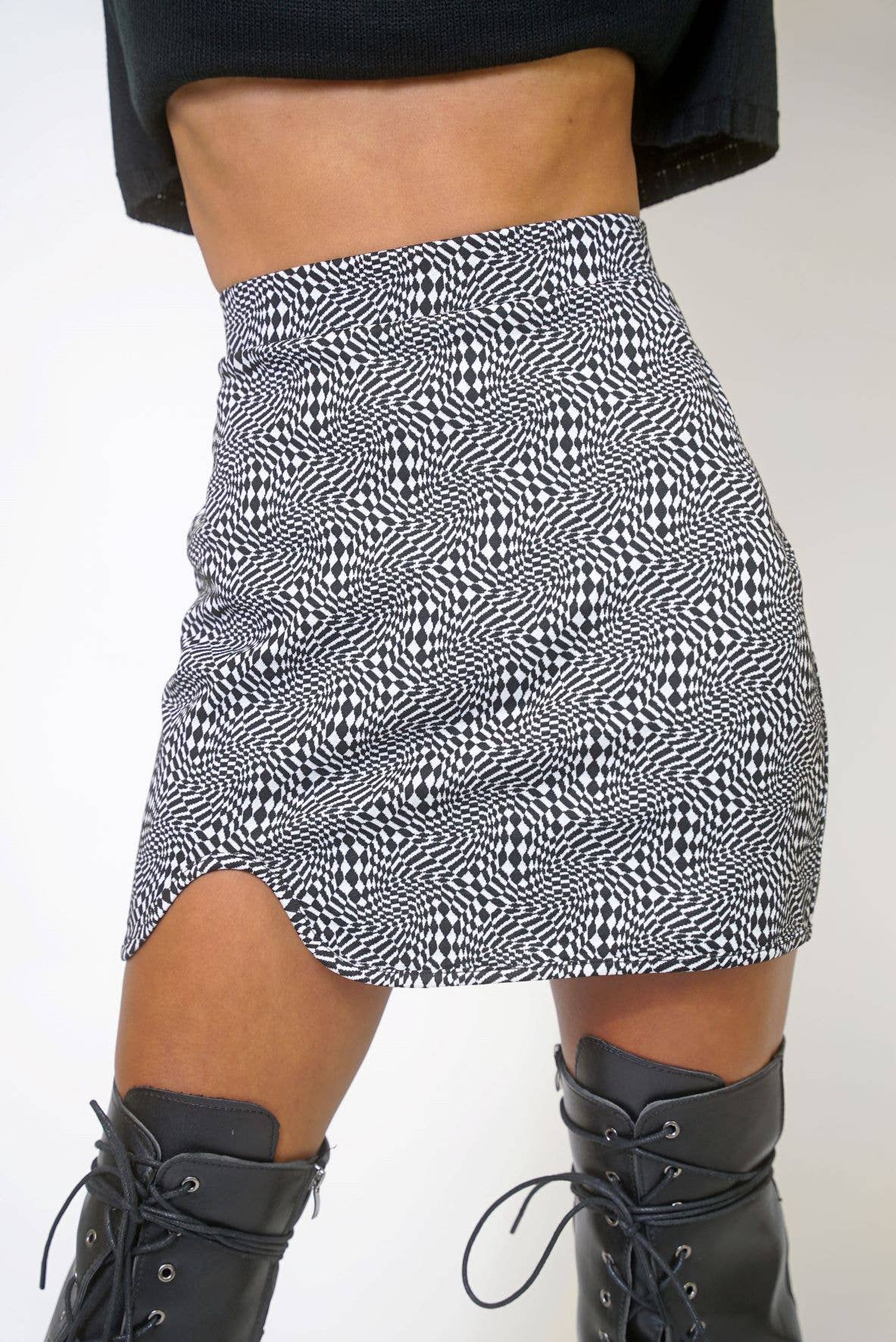 Warped Checkered Mini Skirt