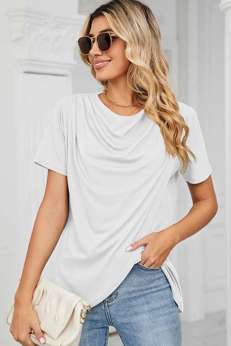 TULIP SHAPE LOUND NECK RUFFED LOOSE TOP