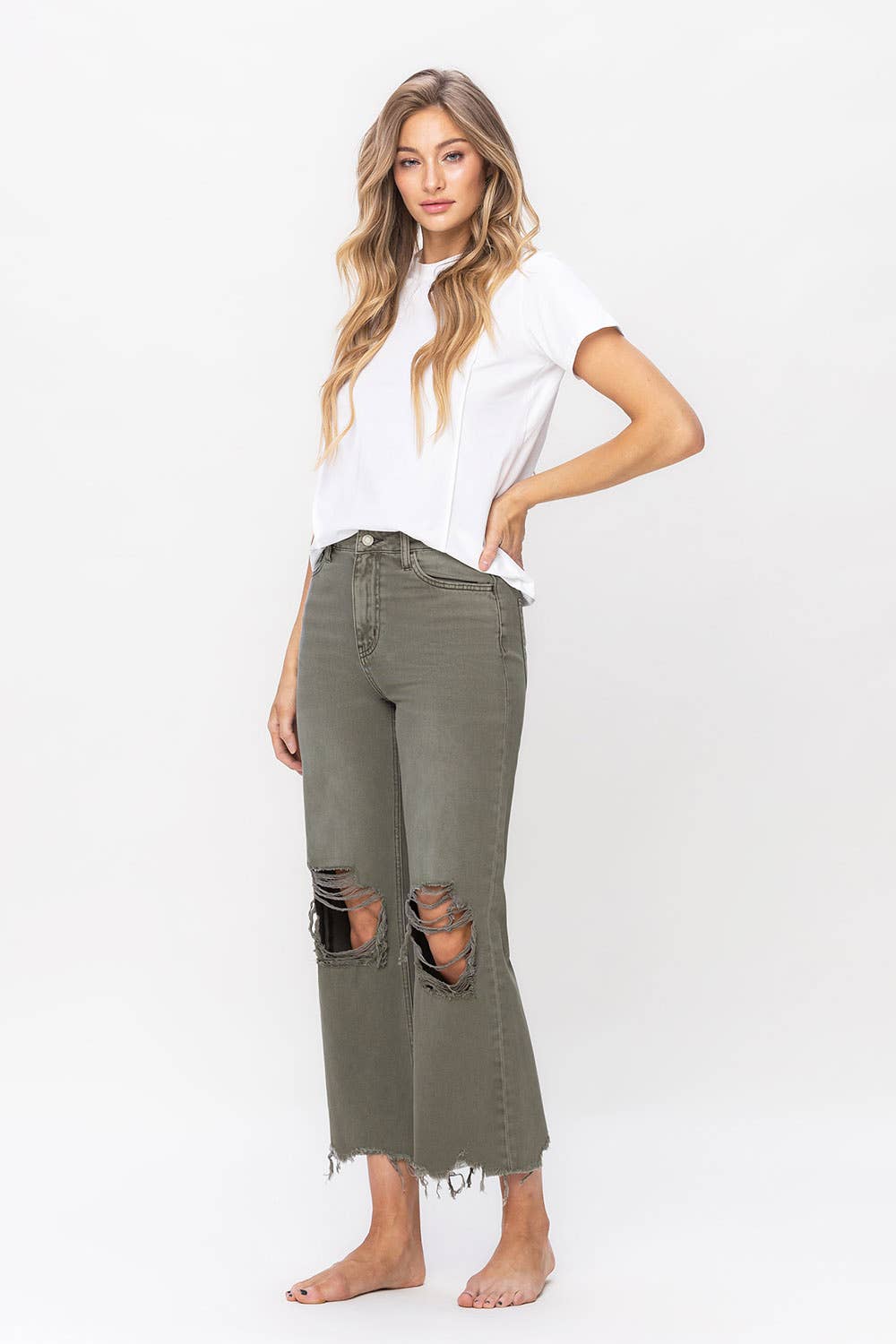 90S  vintage high rise crop flare jean