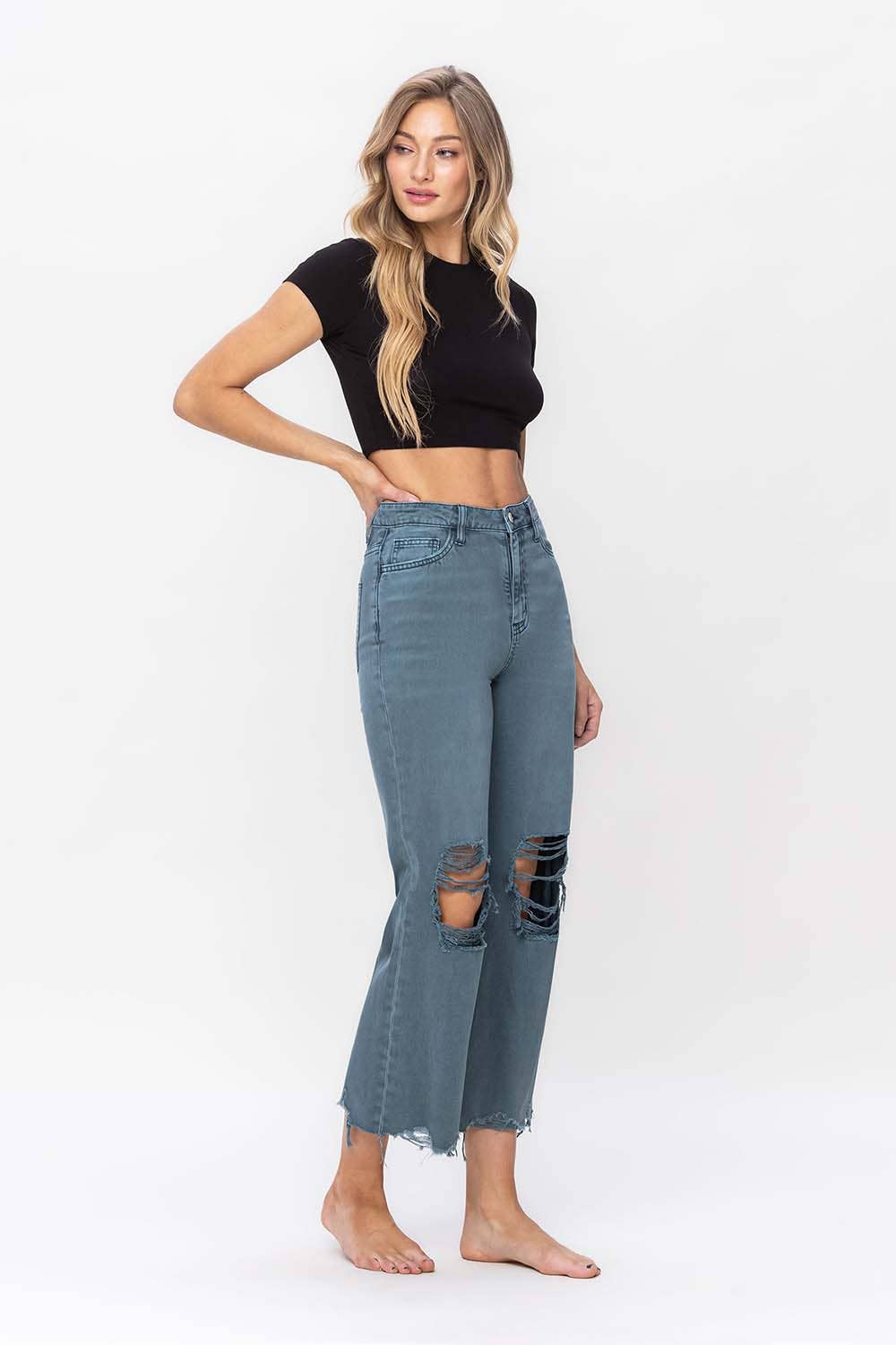 90s vintage crop flare jean