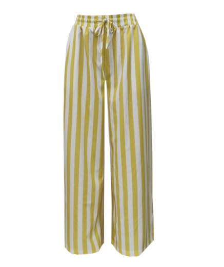 Multi Color Boho Beach Vertical Stripe Lace-Up Pants