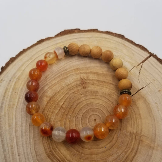 Amazonite Stone And Wooden Beads Mala Bracelet