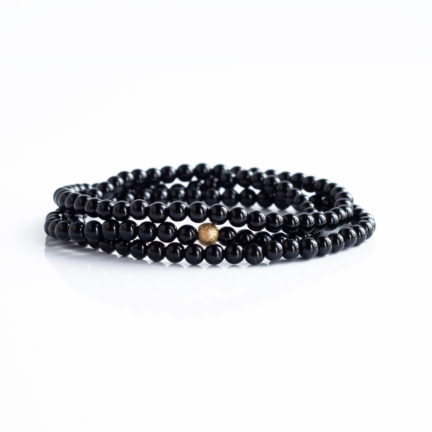 Black Agate Gemstone Stack: 4mm Wrap