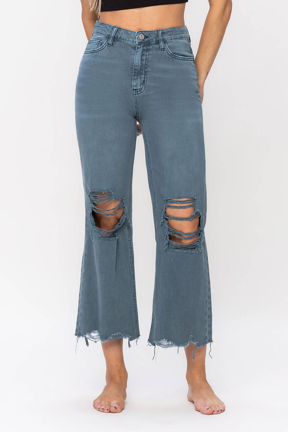 90s vintage crop flare jean